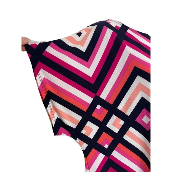 Size 2X 18 20 GEOMETRIC PRINTED DOLMAN SHIFT DRESS Day/Evening Party PLUS SIZE - Picture 2 of 4